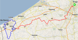 Routekaart van de Classic Brugge-De Panne 2022