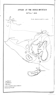 A relief map of modern day Lesotho, with the location of the battle marked.