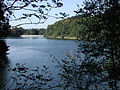 Blick vom Südufer auf die Staumauer