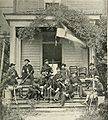 Union calvary general Alfred T. A. Torbert (seated center holding saber in front of him) and staff at their headquarters during the Shenandoah Valley campaign under Sheridan in 1864.