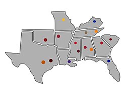 东南部联盟 locations