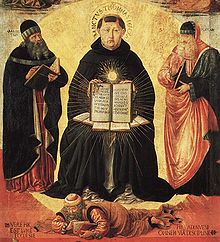 Lukisan "Kemenangan St. Thomas Aquinas atas Averroes" karya Benozzo Gozzoli (1420–97)