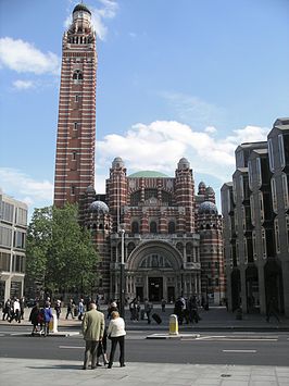 Vooraanzicht van de Kathedraal van Westminster