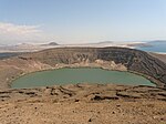 Bir Ali Crater in Shabwa, the crater is about 1.3 Km wide and contains water with a surface of about 800 meters wide