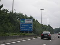 Panneau de l'Autoroute des Ardennes.