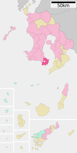 指宿市在鹿兒島縣的位置