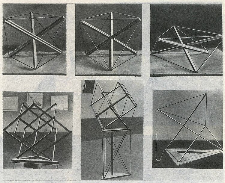 Crop from Spatial Constructions (1921), by Karlis Johansons, showing a tensegrity prism