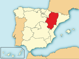 Ligging van Aragón in Spanje