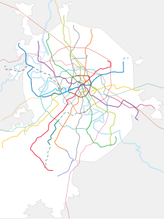 Mapa konturowa Moskwy, w centrum znajduje się punkt z opisem „Rimskaja”