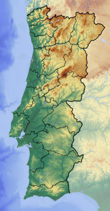 Carte en relief du Portugal continental.