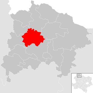 Lage der Gemeinde Thaya (Niederösterreich) im Bezirk Waidhofen an der Thaya (anklickbare Karte)