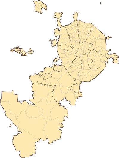 Map of Moscow with the teams of the 2020–21 Premier League