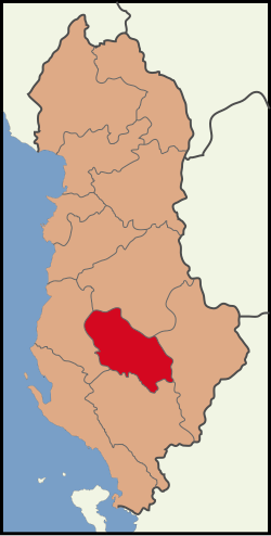 Location of Berat County within Albania.