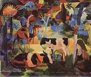 Macke: Landschaft mit Kühen und Kamel (1914)