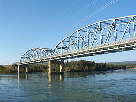 Brug over de Yukon bij Carmacs, Yukon