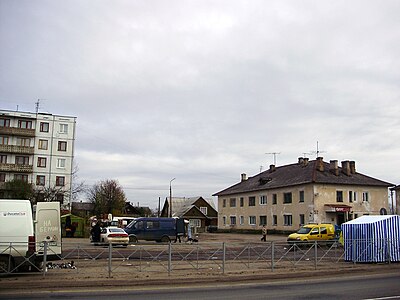 Стихийный рынок в центре Пустошки