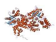 1fqk​: Kristalna struktura heterotrimernog kompleksa RGS domena RGS9, i GT/I1 himerna alfa podjedinica [(RGS9)-(GT/I1 alfa)-(GDP)-(ALF4-)-(MG2+)]