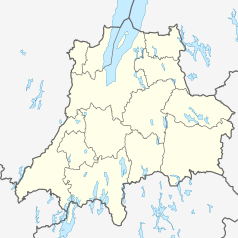 Mapa konturowa regionu Jönköping, blisko centrum u góry znajduje się punkt z opisem „Tenhult”