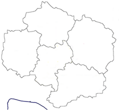 Mapa konturowa kraju Wysoczyna, po prawej nieco na dole znajduje się punkt z opisem „Smrk”