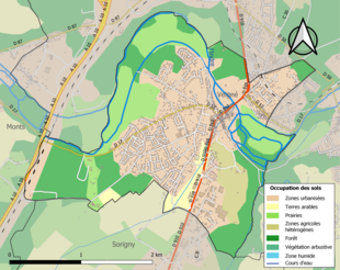 Carte en couleurs présentant l'occupation des sols.