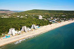 Aerial view of the Albena coastline