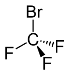 Structuurformule van broomtrifluormethaan