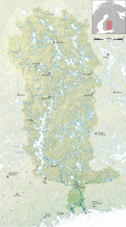 Topografinen kartta Kymijoen vesistöalueesta.