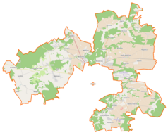 Mapa konturowa gminy Redzikowo, na dole po prawej znajduje się punkt z opisem „Lotnisko Słupsk-Krępa”