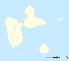 Mapa konturowa Gwadelupy, na dole nieco na prawo znajduje się punkt z opisem „Capesterre-de-Marie-Galante”