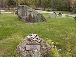 Memorial boulders for artists Lee Krasner (foreground) and her husband Jackson Pollock (background) in Green River Cemetery