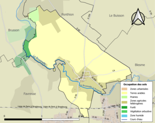 Carte en couleurs présentant l'occupation des sols.