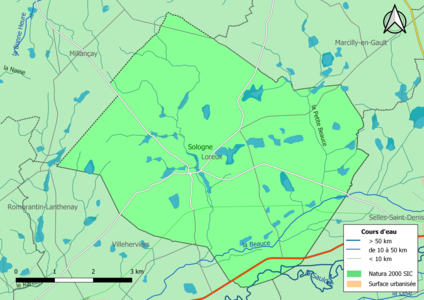 Carte de la zone Natura 2000 de type SIC localisée sur la commune.