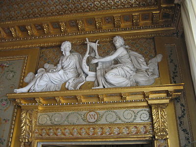 Decoration over the door in the boudoir of Marie Antoinette, with her initials, (late 18th century).