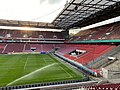 Irrigation sprinkler in a football stadium