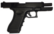 Softairwaffe mit arretiertem Schlitten bei leerem Magazin (Glock 17)