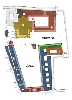 Plan de la place Saint-Marc : la bibliothèque se trouve au point D.