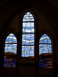 The stained glass windows of the Christ church [es] in Province of Teruel