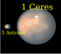 Сравнительные размеры Астреи и карликовой планеты Цереры