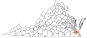 Location map of Norfolk, Virginia.