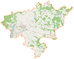 Mapa konturowa powiatu stargardzkiego, blisko centrum u góry znajduje się punkt z opisem „Marianowo”