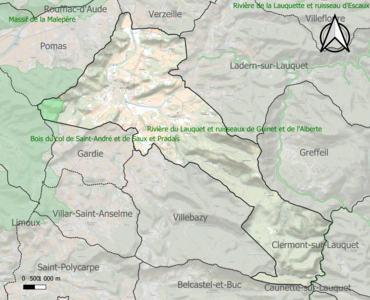 Carte des ZNIEFF de type 1 sur la commune.