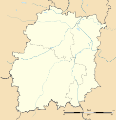 Mapa konturowa Essonne, blisko centrum po prawej na dole znajduje się punkt z opisem „Guigneville-sur-Essonne”