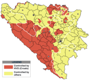 Máximo territorio controlado polos croatas durante a guerra.