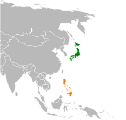 Peta memperlihatkan lokasiJapan and Philippines