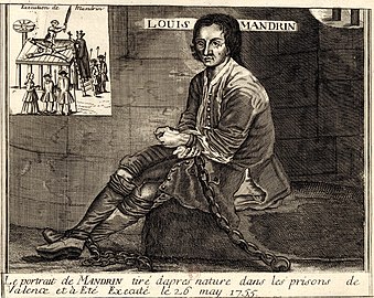 « Le portrait de Mandrin tiré d’après nature dans les prisons de Valence et a été exécuté le 26 mai 1755. »