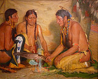 Joseph Henry Sharp, Making Sweet Grass Medicine, Blackfoot Ceremony, ca. 1920, Smithsonian American Art Museum