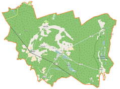 Mapa konturowa gminy Bytnica, blisko centrum na prawo znajduje się punkt z opisem „Smolary Bytnickie”