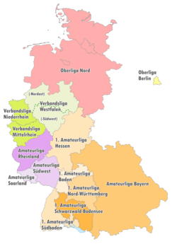 Geografische Einteilung der Oberligen zur Saison 1975/76