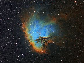 NGC 281 - úzkopásmový amatérský snímek v Hubbleově paletě