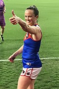 Daisy Pearce after Melbourne's round 8 win over Gold Coast at Metricon Stadium in October 2022